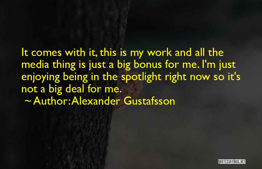 Alexander Gustafsson Quotes: It Comes With It, This Is My Work And All The Media Thing Is Just A Big Bonus For Me.