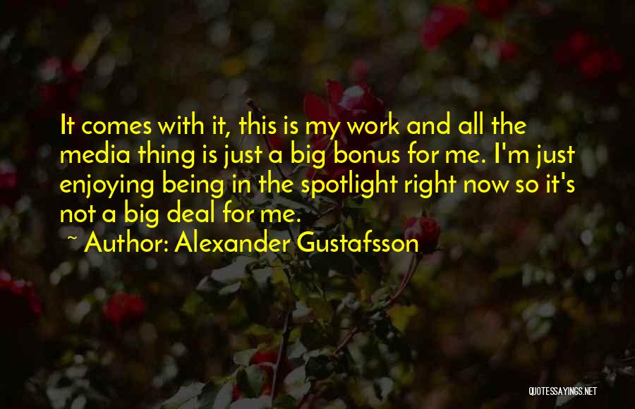 Alexander Gustafsson Quotes: It Comes With It, This Is My Work And All The Media Thing Is Just A Big Bonus For Me.