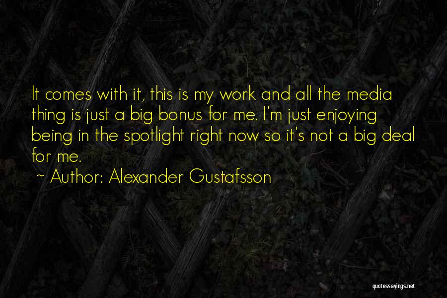 Alexander Gustafsson Quotes: It Comes With It, This Is My Work And All The Media Thing Is Just A Big Bonus For Me.