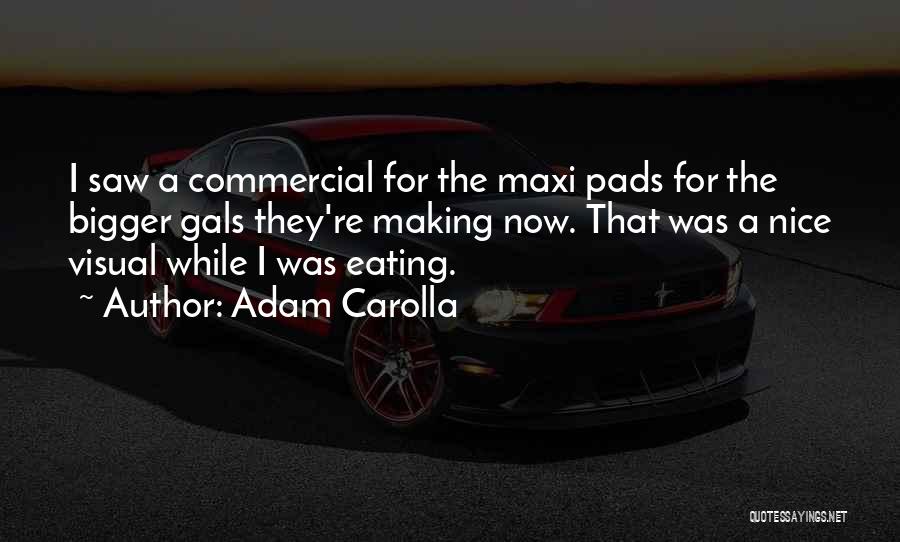 Adam Carolla Quotes: I Saw A Commercial For The Maxi Pads For The Bigger Gals They're Making Now. That Was A Nice Visual