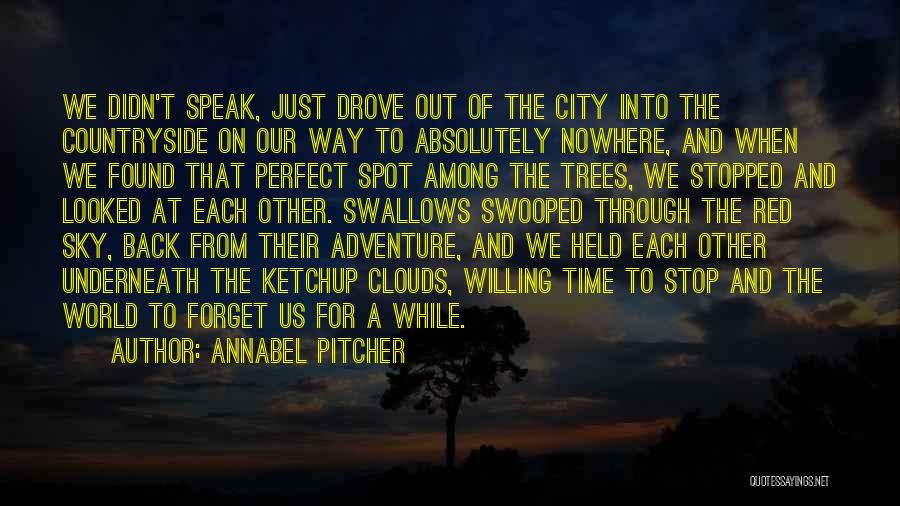 Annabel Pitcher Quotes: We Didn't Speak, Just Drove Out Of The City Into The Countryside On Our Way To Absolutely Nowhere, And When
