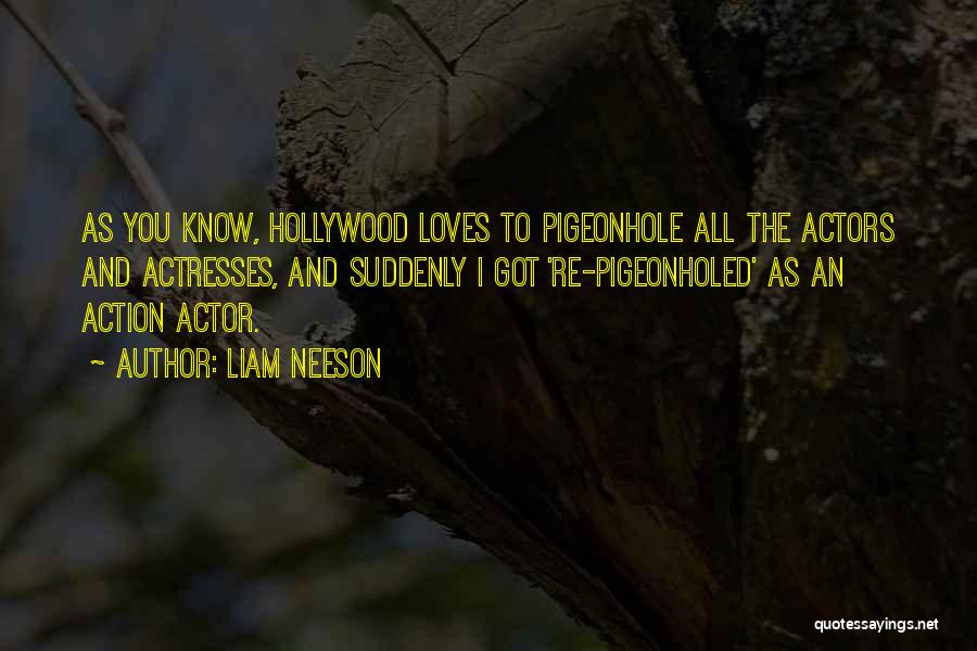 Liam Neeson Quotes: As You Know, Hollywood Loves To Pigeonhole All The Actors And Actresses, And Suddenly I Got 're-pigeonholed' As An Action