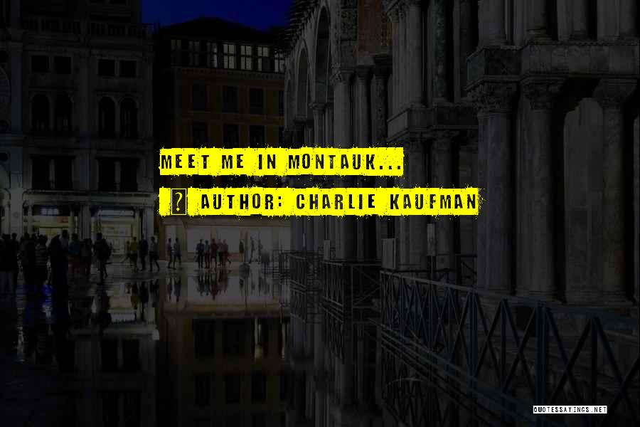 Charlie Kaufman Quotes: Meet Me In Montauk...