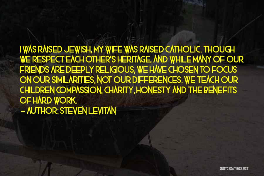 Steven Levitan Quotes: I Was Raised Jewish, My Wife Was Raised Catholic. Though We Respect Each Other's Heritage, And While Many Of Our