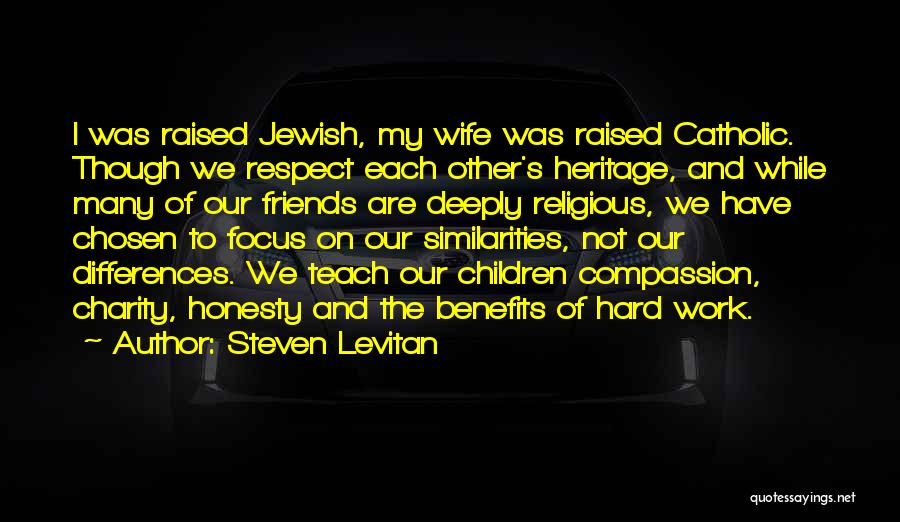 Steven Levitan Quotes: I Was Raised Jewish, My Wife Was Raised Catholic. Though We Respect Each Other's Heritage, And While Many Of Our