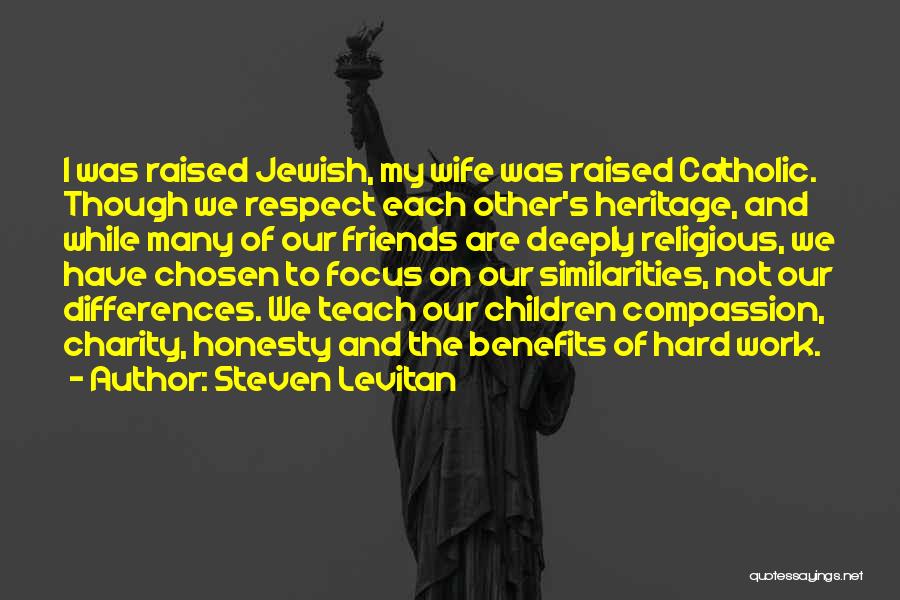 Steven Levitan Quotes: I Was Raised Jewish, My Wife Was Raised Catholic. Though We Respect Each Other's Heritage, And While Many Of Our