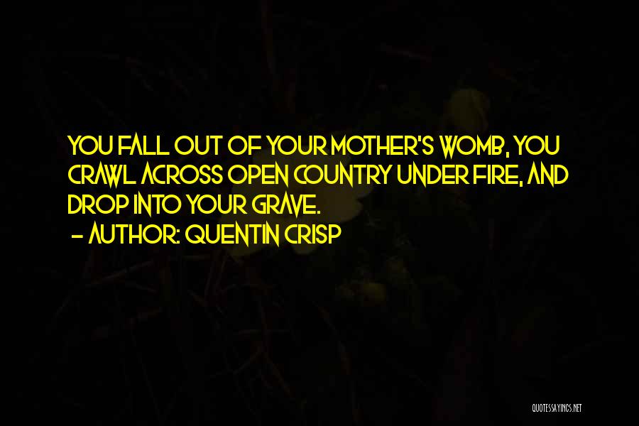 Quentin Crisp Quotes: You Fall Out Of Your Mother's Womb, You Crawl Across Open Country Under Fire, And Drop Into Your Grave.