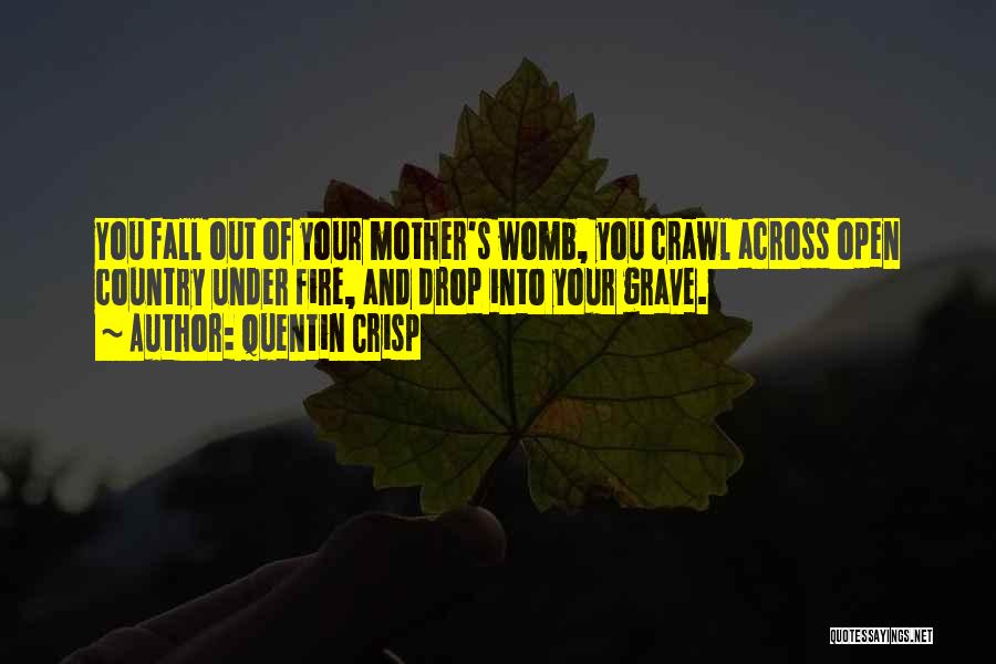 Quentin Crisp Quotes: You Fall Out Of Your Mother's Womb, You Crawl Across Open Country Under Fire, And Drop Into Your Grave.