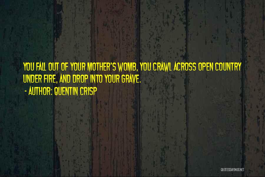 Quentin Crisp Quotes: You Fall Out Of Your Mother's Womb, You Crawl Across Open Country Under Fire, And Drop Into Your Grave.
