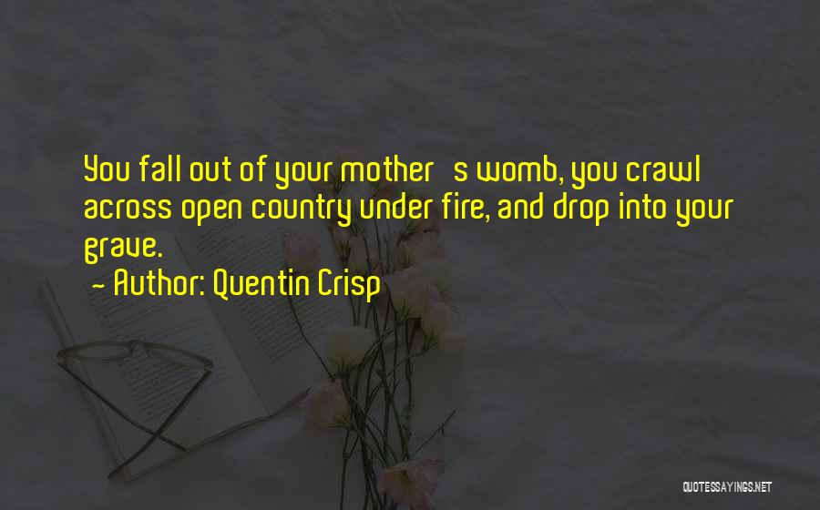 Quentin Crisp Quotes: You Fall Out Of Your Mother's Womb, You Crawl Across Open Country Under Fire, And Drop Into Your Grave.