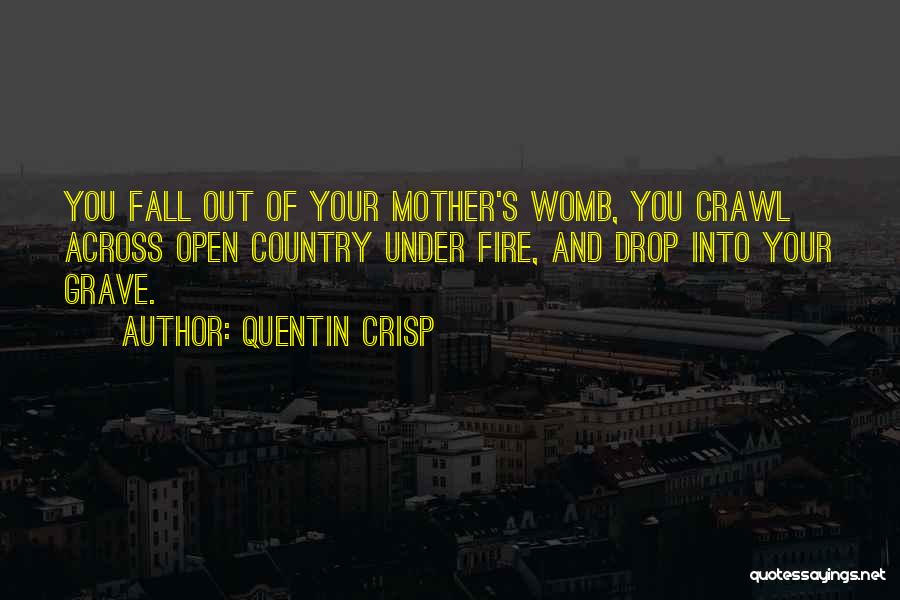 Quentin Crisp Quotes: You Fall Out Of Your Mother's Womb, You Crawl Across Open Country Under Fire, And Drop Into Your Grave.