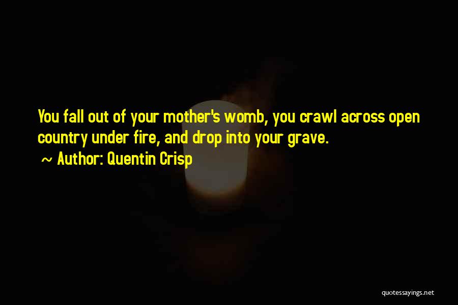 Quentin Crisp Quotes: You Fall Out Of Your Mother's Womb, You Crawl Across Open Country Under Fire, And Drop Into Your Grave.