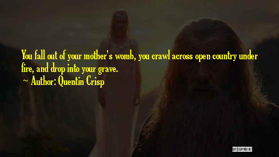 Quentin Crisp Quotes: You Fall Out Of Your Mother's Womb, You Crawl Across Open Country Under Fire, And Drop Into Your Grave.