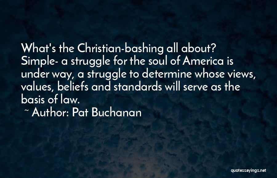 Pat Buchanan Quotes: What's The Christian-bashing All About? Simple- A Struggle For The Soul Of America Is Under Way, A Struggle To Determine