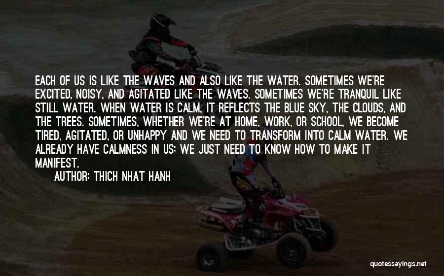 Thich Nhat Hanh Quotes: Each Of Us Is Like The Waves And Also Like The Water. Sometimes We're Excited, Noisy, And Agitated Like The