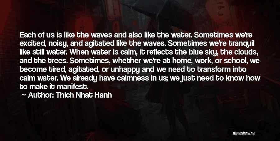 Thich Nhat Hanh Quotes: Each Of Us Is Like The Waves And Also Like The Water. Sometimes We're Excited, Noisy, And Agitated Like The