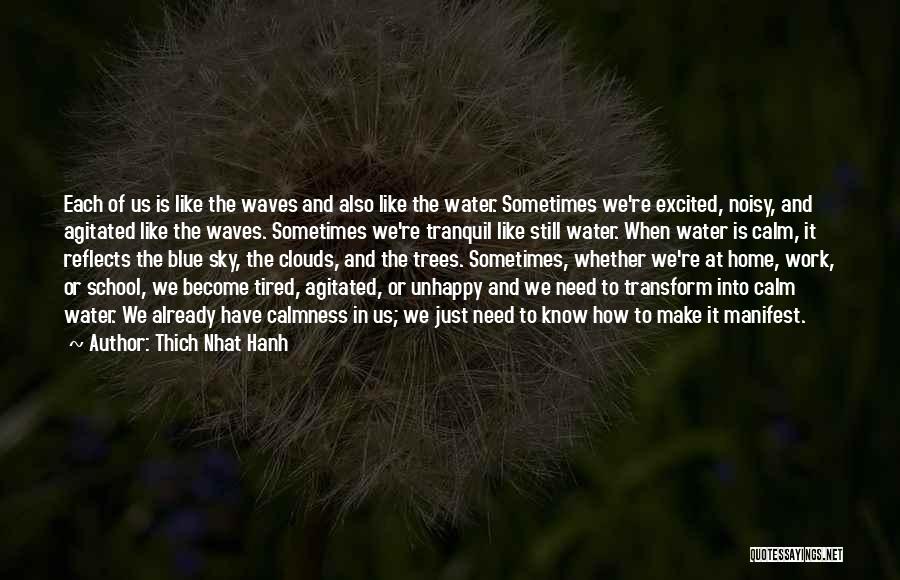 Thich Nhat Hanh Quotes: Each Of Us Is Like The Waves And Also Like The Water. Sometimes We're Excited, Noisy, And Agitated Like The