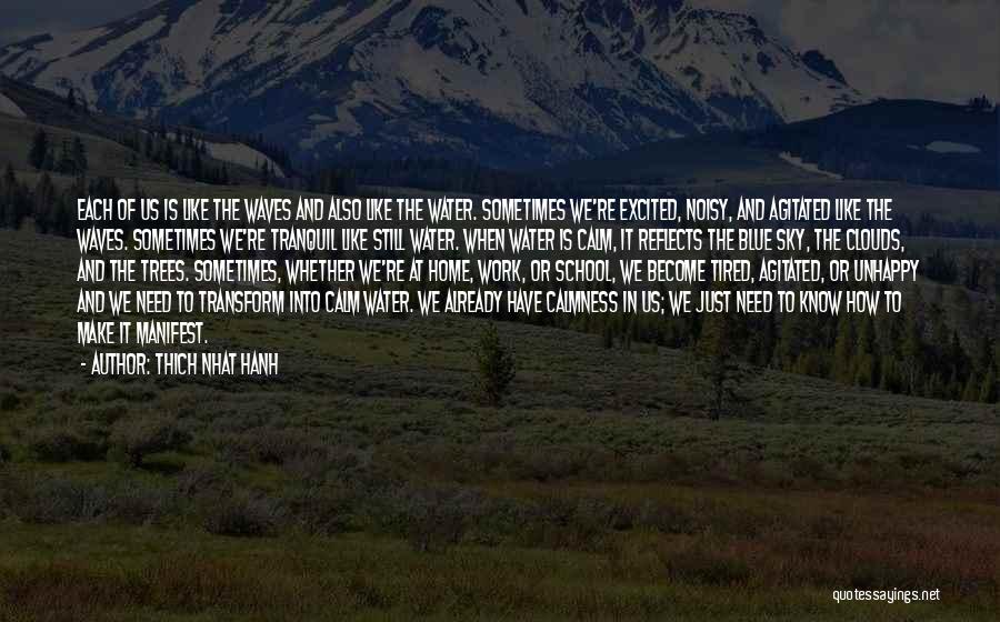 Thich Nhat Hanh Quotes: Each Of Us Is Like The Waves And Also Like The Water. Sometimes We're Excited, Noisy, And Agitated Like The