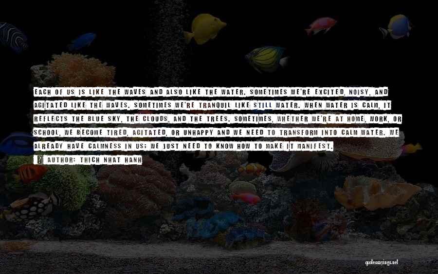 Thich Nhat Hanh Quotes: Each Of Us Is Like The Waves And Also Like The Water. Sometimes We're Excited, Noisy, And Agitated Like The