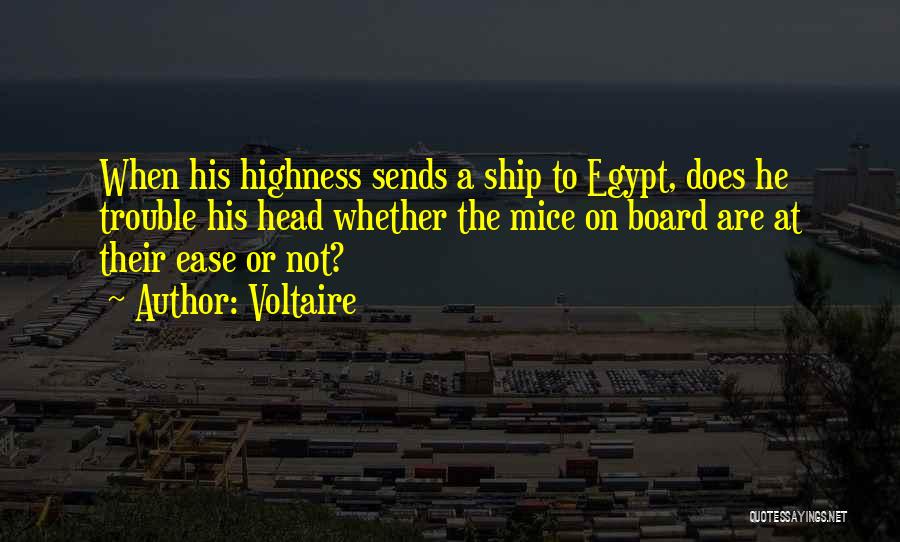 Voltaire Quotes: When His Highness Sends A Ship To Egypt, Does He Trouble His Head Whether The Mice On Board Are At