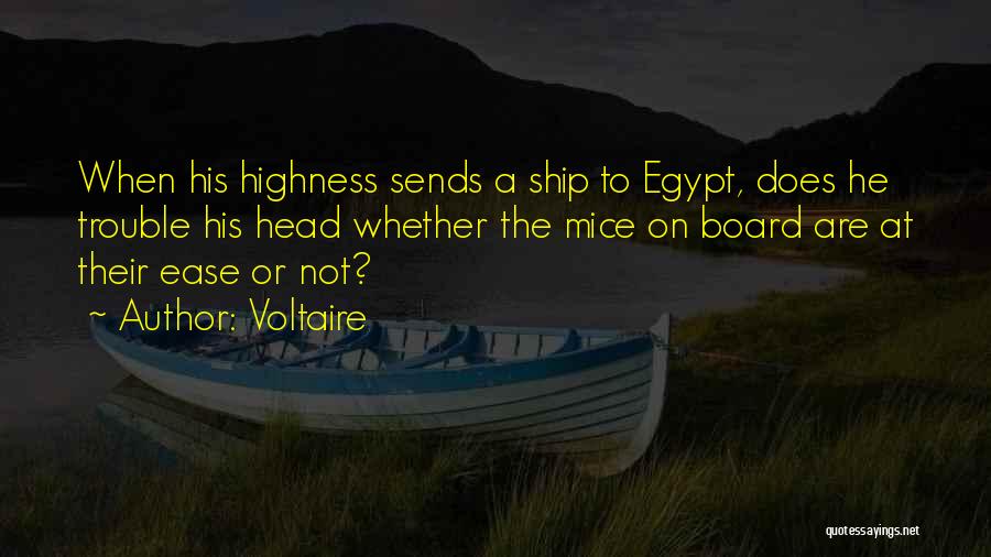 Voltaire Quotes: When His Highness Sends A Ship To Egypt, Does He Trouble His Head Whether The Mice On Board Are At
