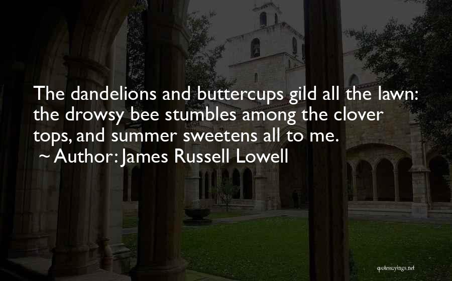 James Russell Lowell Quotes: The Dandelions And Buttercups Gild All The Lawn: The Drowsy Bee Stumbles Among The Clover Tops, And Summer Sweetens All