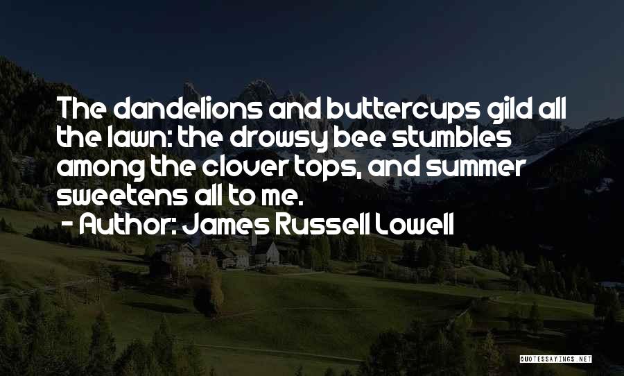 James Russell Lowell Quotes: The Dandelions And Buttercups Gild All The Lawn: The Drowsy Bee Stumbles Among The Clover Tops, And Summer Sweetens All