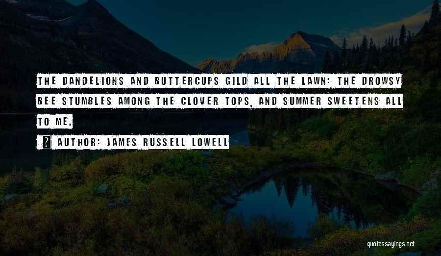 James Russell Lowell Quotes: The Dandelions And Buttercups Gild All The Lawn: The Drowsy Bee Stumbles Among The Clover Tops, And Summer Sweetens All