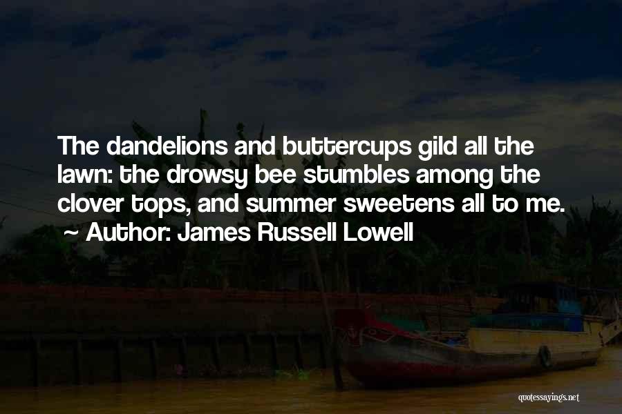 James Russell Lowell Quotes: The Dandelions And Buttercups Gild All The Lawn: The Drowsy Bee Stumbles Among The Clover Tops, And Summer Sweetens All