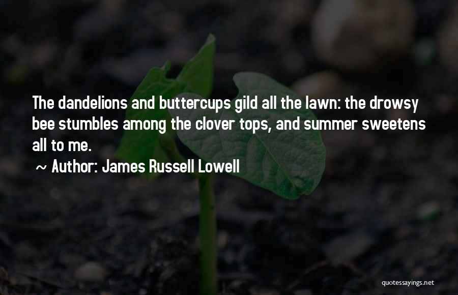 James Russell Lowell Quotes: The Dandelions And Buttercups Gild All The Lawn: The Drowsy Bee Stumbles Among The Clover Tops, And Summer Sweetens All