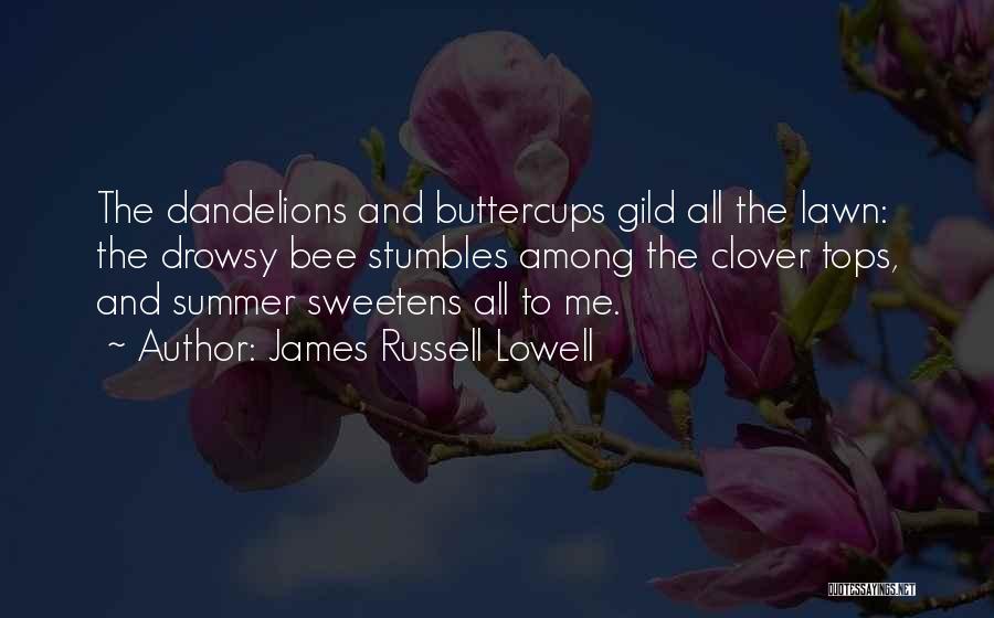 James Russell Lowell Quotes: The Dandelions And Buttercups Gild All The Lawn: The Drowsy Bee Stumbles Among The Clover Tops, And Summer Sweetens All