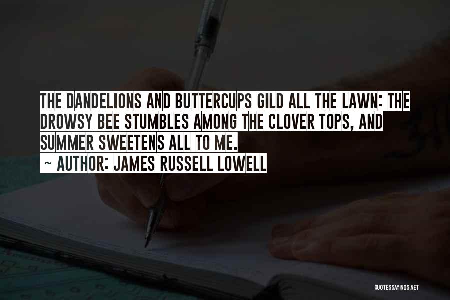 James Russell Lowell Quotes: The Dandelions And Buttercups Gild All The Lawn: The Drowsy Bee Stumbles Among The Clover Tops, And Summer Sweetens All