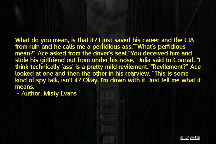 Misty Evans Quotes: What Do You Mean, Is That It? I Just Saved His Career And The Cia From Ruin And He Calls