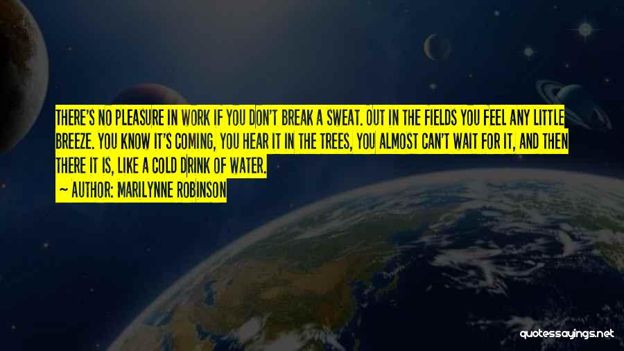 Marilynne Robinson Quotes: There's No Pleasure In Work If You Don't Break A Sweat. Out In The Fields You Feel Any Little Breeze.