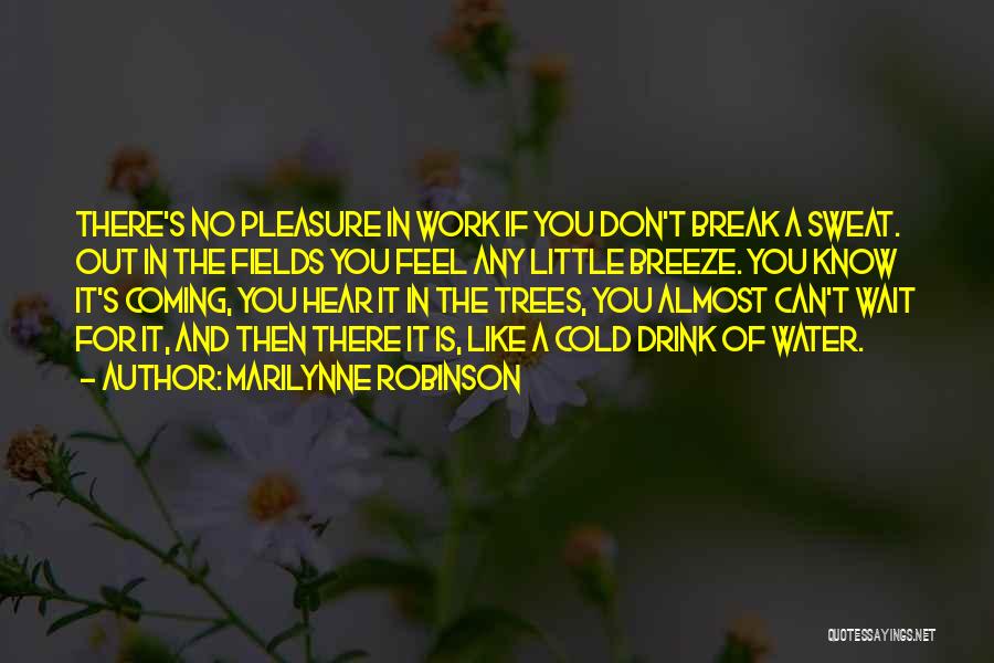 Marilynne Robinson Quotes: There's No Pleasure In Work If You Don't Break A Sweat. Out In The Fields You Feel Any Little Breeze.