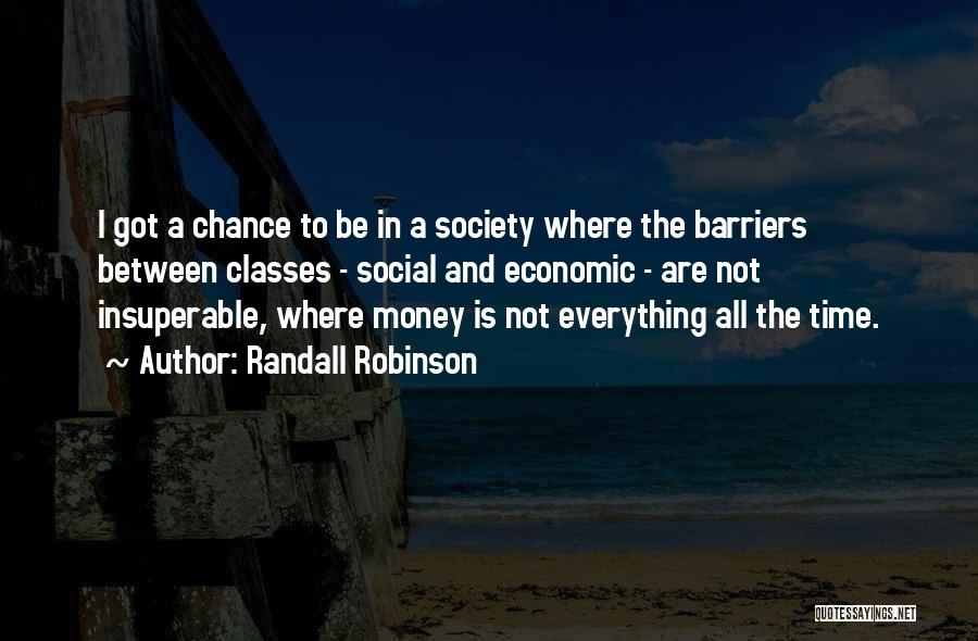 Randall Robinson Quotes: I Got A Chance To Be In A Society Where The Barriers Between Classes - Social And Economic - Are