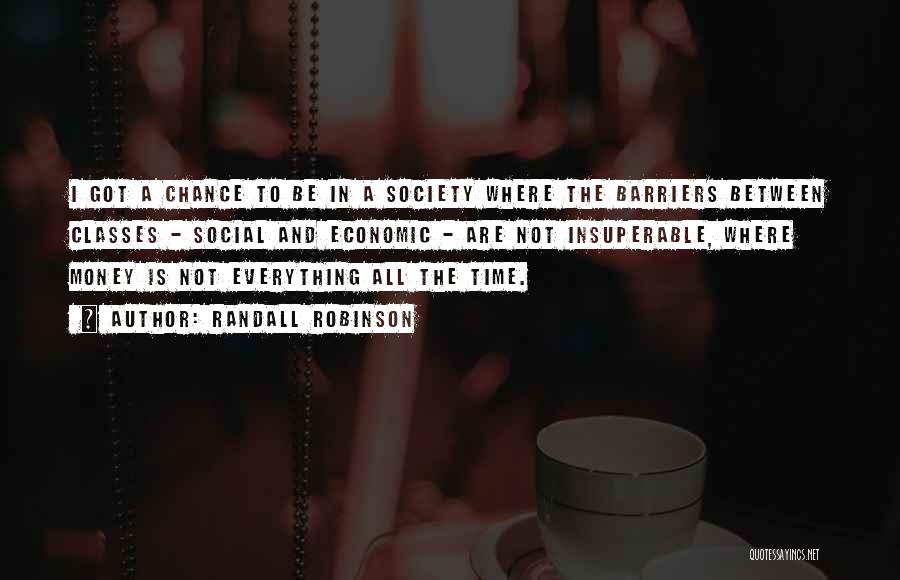 Randall Robinson Quotes: I Got A Chance To Be In A Society Where The Barriers Between Classes - Social And Economic - Are