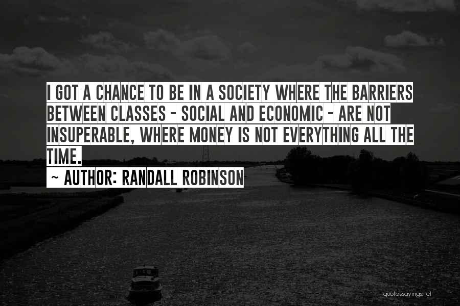 Randall Robinson Quotes: I Got A Chance To Be In A Society Where The Barriers Between Classes - Social And Economic - Are