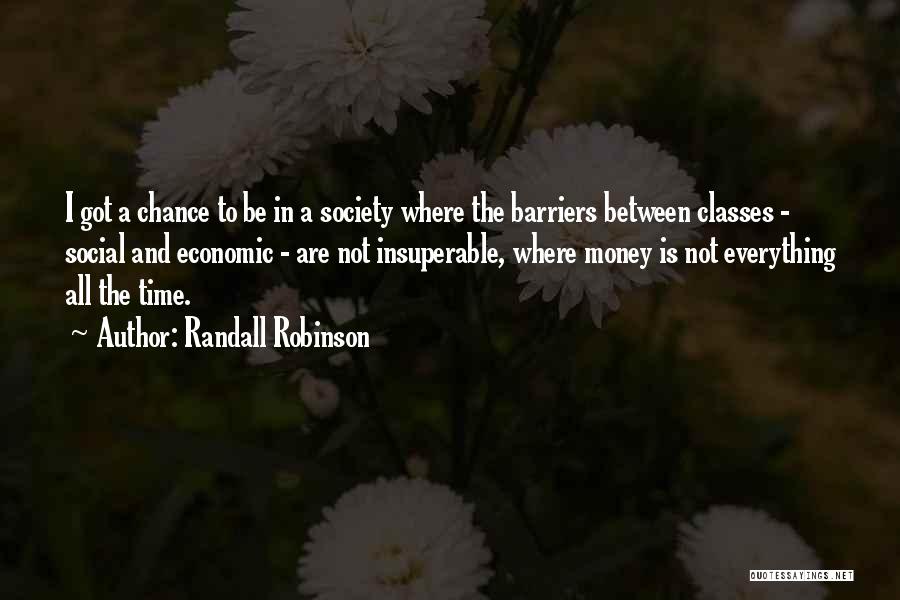 Randall Robinson Quotes: I Got A Chance To Be In A Society Where The Barriers Between Classes - Social And Economic - Are