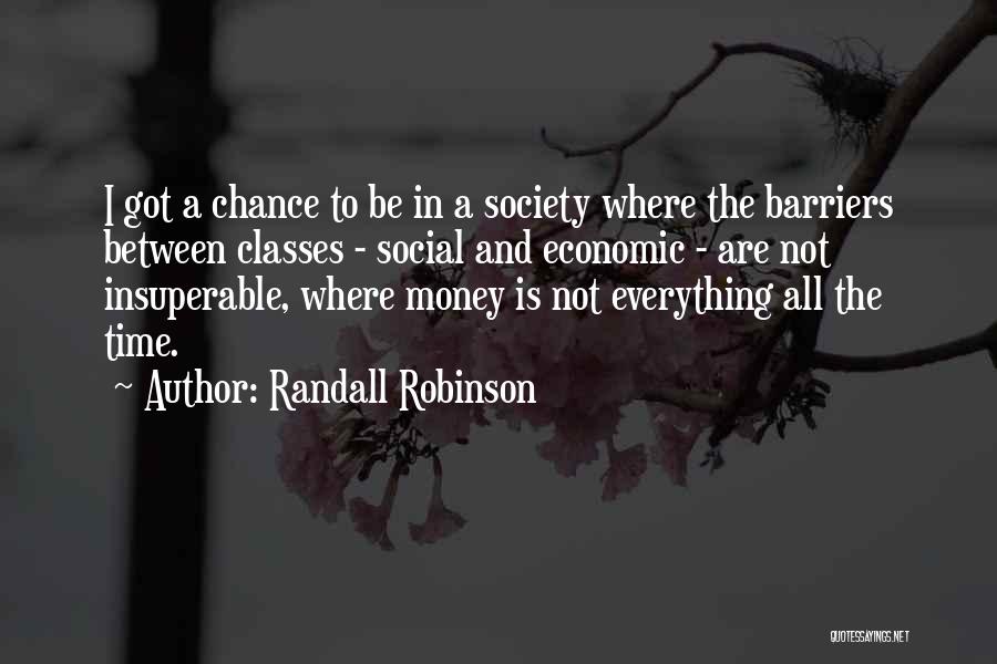 Randall Robinson Quotes: I Got A Chance To Be In A Society Where The Barriers Between Classes - Social And Economic - Are