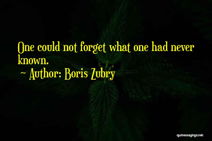 Boris Zubry Quotes: One Could Not Forget What One Had Never Known.