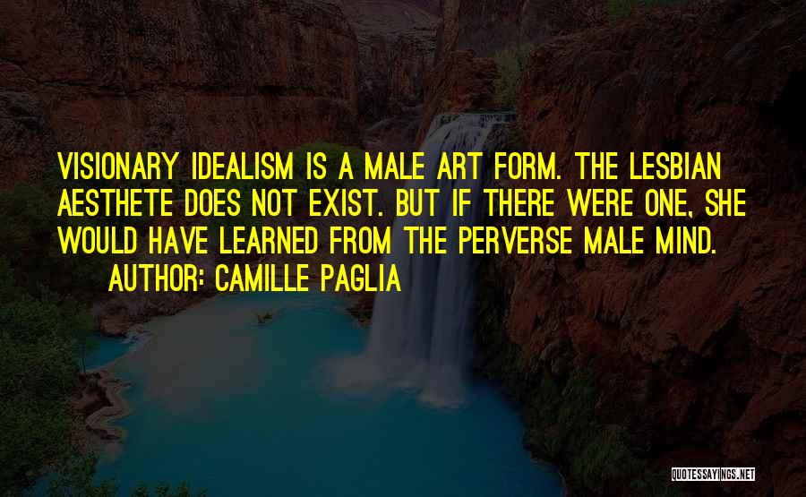 Camille Paglia Quotes: Visionary Idealism Is A Male Art Form. The Lesbian Aesthete Does Not Exist. But If There Were One, She Would