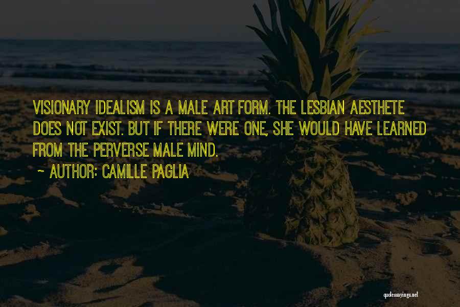 Camille Paglia Quotes: Visionary Idealism Is A Male Art Form. The Lesbian Aesthete Does Not Exist. But If There Were One, She Would