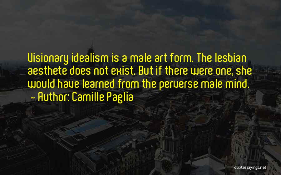 Camille Paglia Quotes: Visionary Idealism Is A Male Art Form. The Lesbian Aesthete Does Not Exist. But If There Were One, She Would