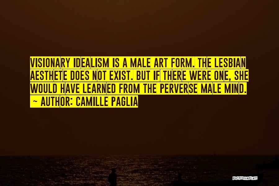 Camille Paglia Quotes: Visionary Idealism Is A Male Art Form. The Lesbian Aesthete Does Not Exist. But If There Were One, She Would