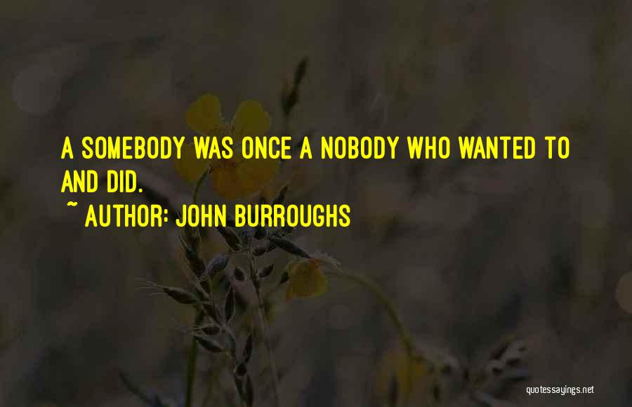 John Burroughs Quotes: A Somebody Was Once A Nobody Who Wanted To And Did.
