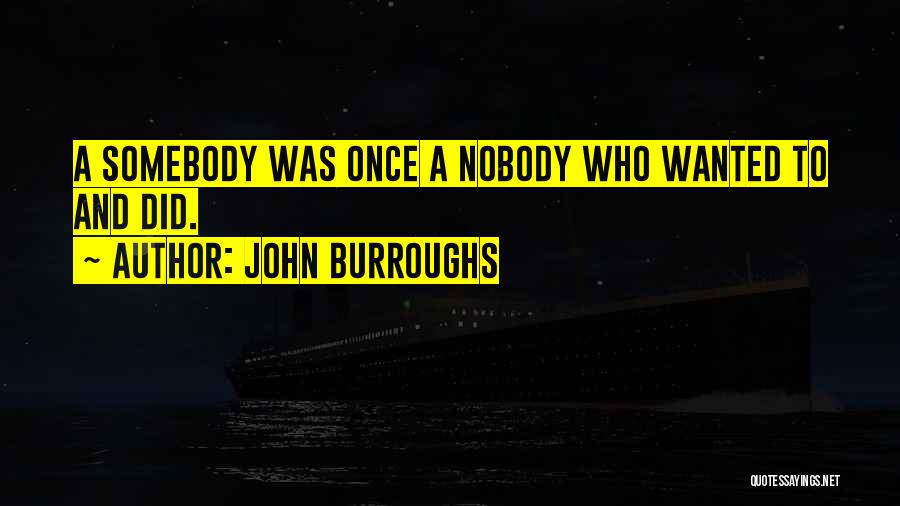 John Burroughs Quotes: A Somebody Was Once A Nobody Who Wanted To And Did.