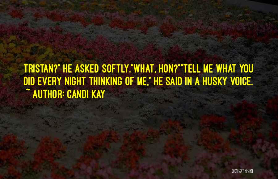 Candi Kay Quotes: Tristan? He Asked Softly.what, Hon?tell Me What You Did Every Night Thinking Of Me, He Said In A Husky Voice.