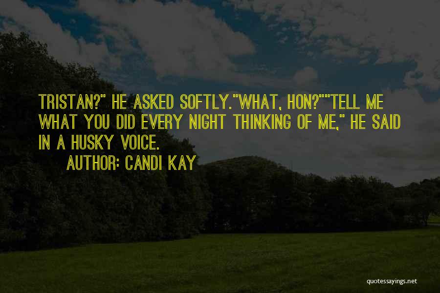 Candi Kay Quotes: Tristan? He Asked Softly.what, Hon?tell Me What You Did Every Night Thinking Of Me, He Said In A Husky Voice.