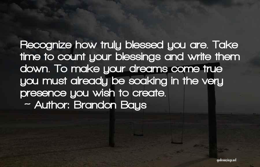 Brandon Bays Quotes: Recognize How Truly Blessed You Are. Take Time To Count Your Blessings And Write Them Down. To Make Your Dreams